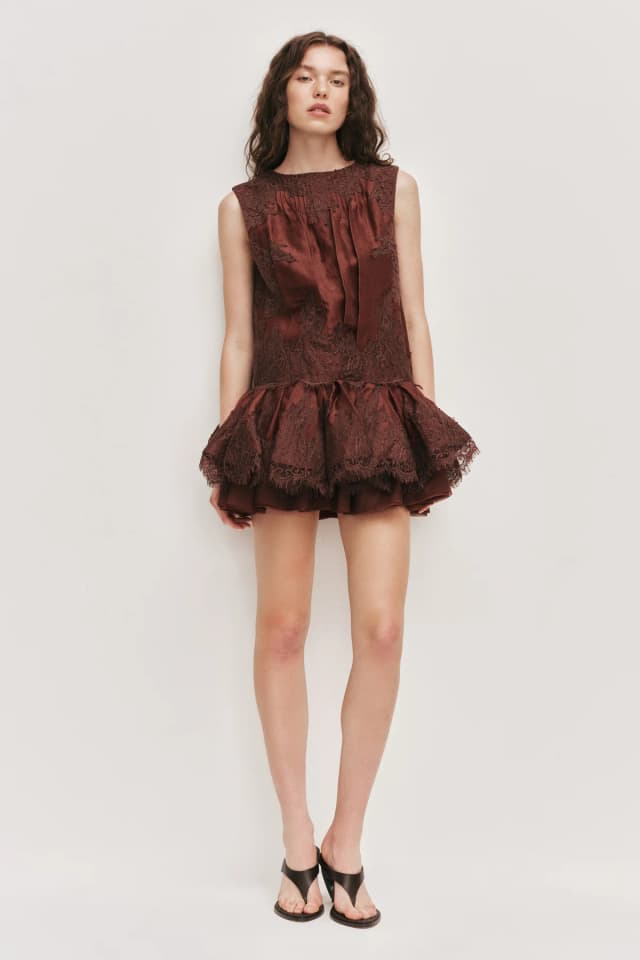 AJE Cressida Mini Dress in CHOCOLATE, image 1 of 1 from Aje