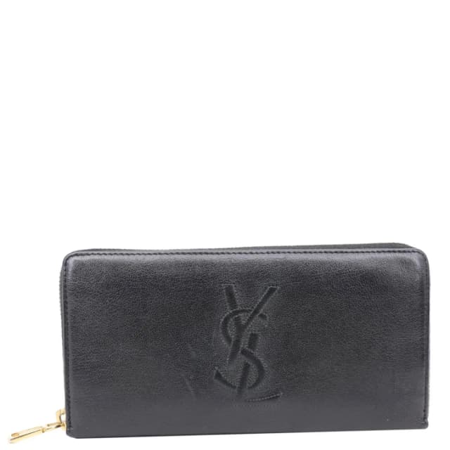 Saint Laurent Belle De Jour Chevre Leather Zip Around Wallet Black in Black Goatskin from Dallas Designer Handbags, photo 1 of 1