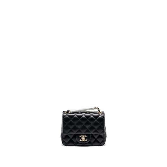 Chanel mini square flap bag lambskin black LGHW (microchip) in Black Lambskin from EMIER, photo 1 of 1