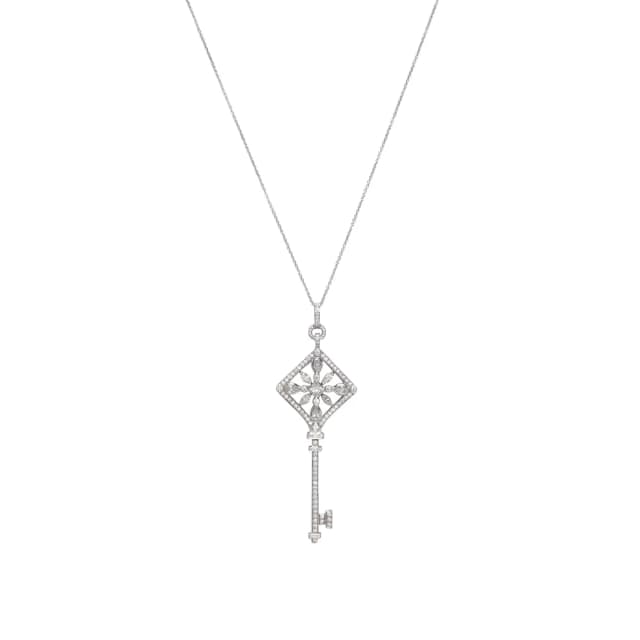 Tiffany & Co. Platinum & Diamond Square Kaleidoscope Key Pendant Necklace from Blue Spinach, photo 1 of 1