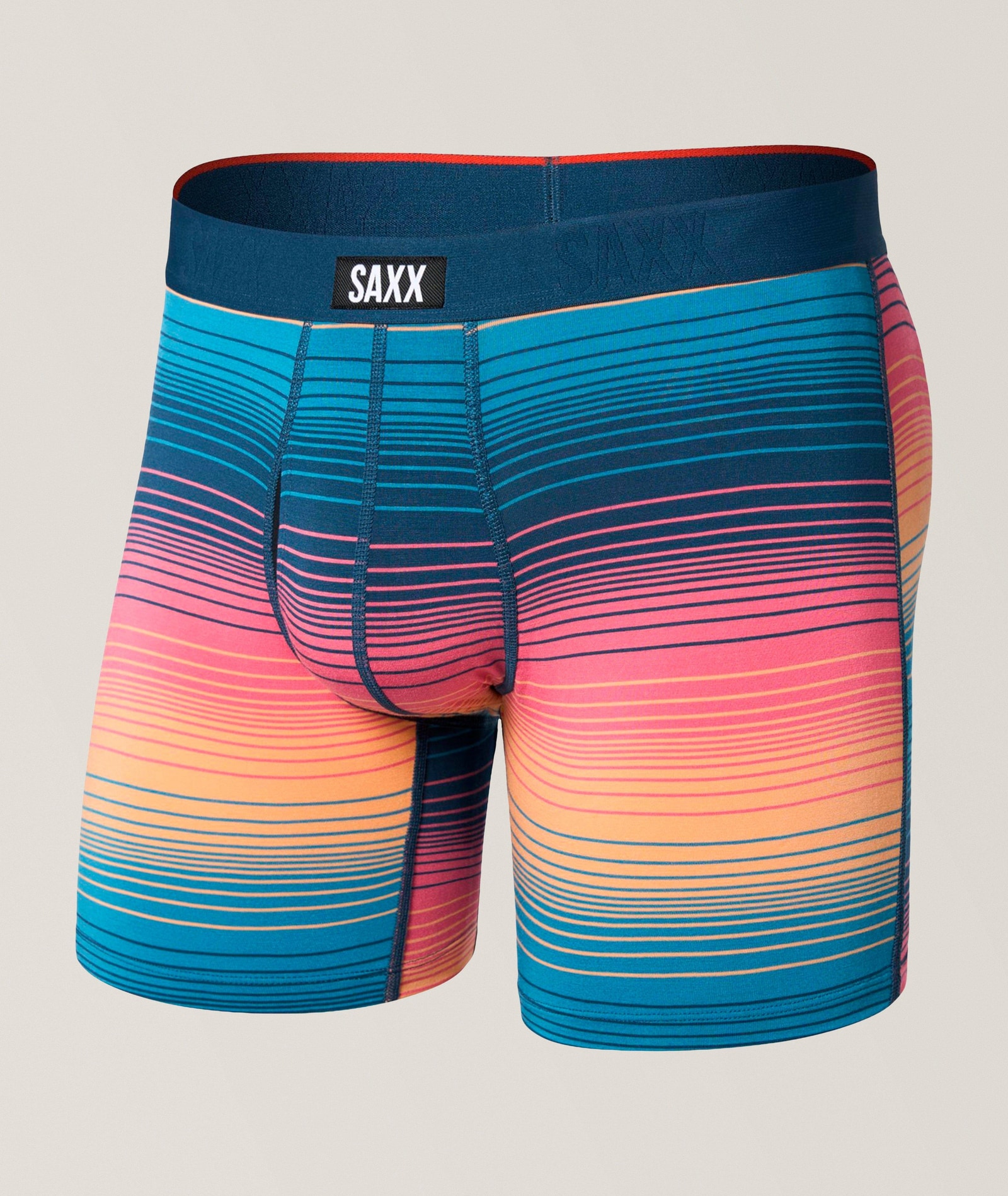 SAXX Sunset Hazy Stripe Vibe Xtra Boxer Briefs in Orange Technical, image 1 of 1 from Harry Rosen
