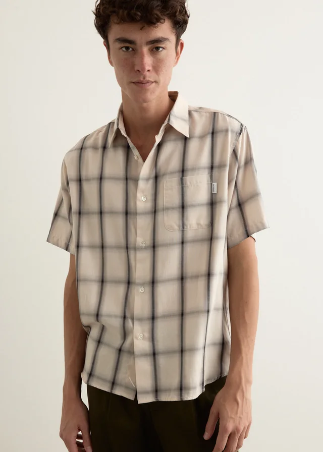 Saturdays NYC Bruce Ombre Check Short Sleeve Shirt in OFF WHITE, image 1 of 1 from Incu