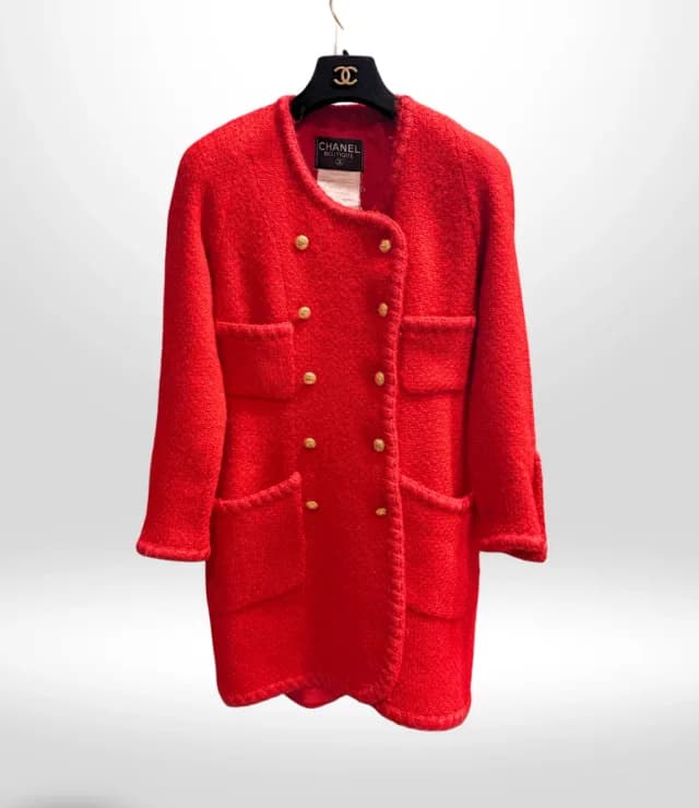 Chanel Vintage Red Tweed Coat Dress Sz 38 in Red Tweed from Revivre, photo 1 of 1