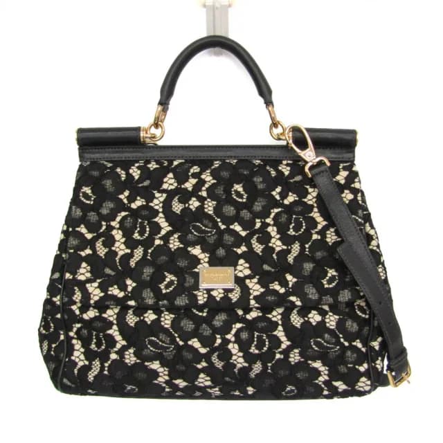 Dolce & Gabbana Sicily BB4382 Women's Hemp,Cotton Handbag,Shoulder Bag Black,Light Beige in Black/Light beige Hemp , Cotton , Leather from Elady, photo 1 of 1