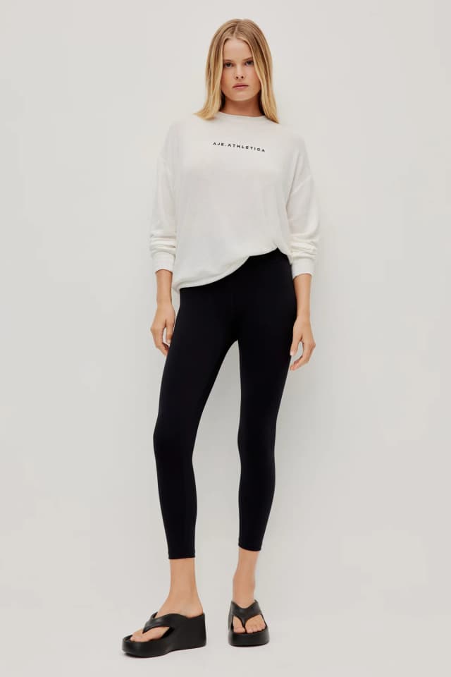 Athletica Textured Long Sleeve Tee in IVORY, image 1 of 1 from Aje
