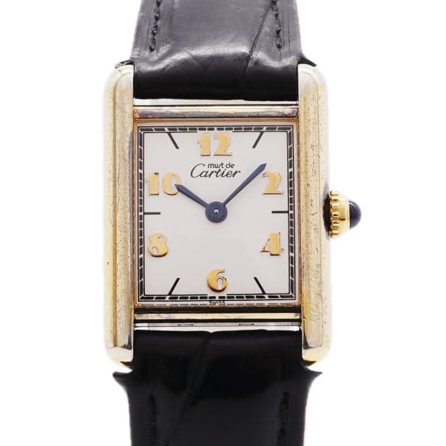Cartier Must Tank SM Vermeil White Dial Watch in White Leather from The Reluxe, photo 1 of 1