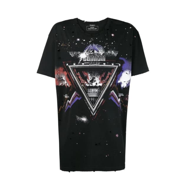 Balmain AW2018 Black Distressed Galaxy Short Sleeve T-Shirt in Black Cotton from Designer Archives, photo 1 of 1