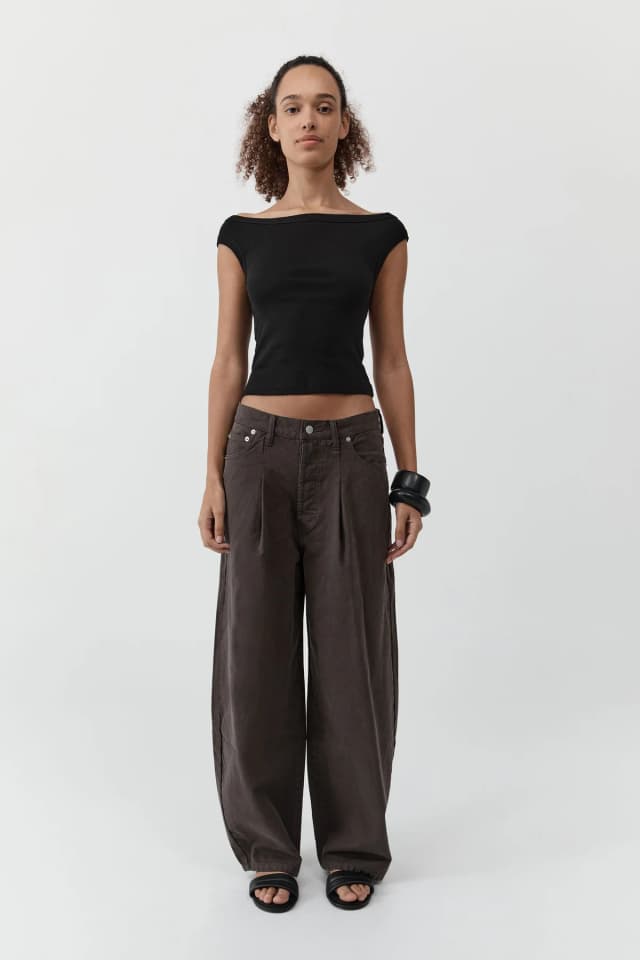 St Agni Canvas Mid Rise Barrel Jeans - Ash, image 1 of 1 from St. Agni