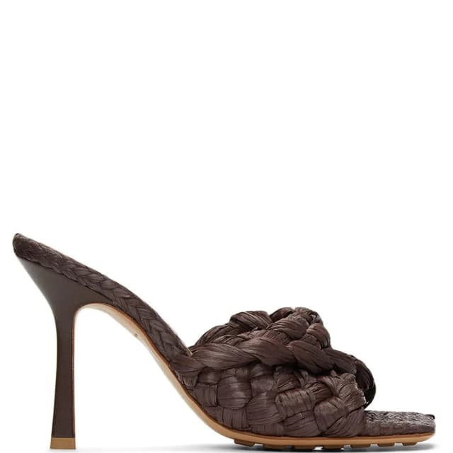 Bottega Veneta Twisted Rafia Mule 90, Bitter Choc, image 1 of 1 from Cultstatus