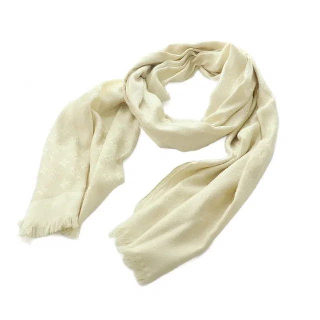 Louis Vuitton Monogram Shine Shawl Silk Lame Thread Ivory Scarf in White Silk from The Reluxe, photo 1 of 1