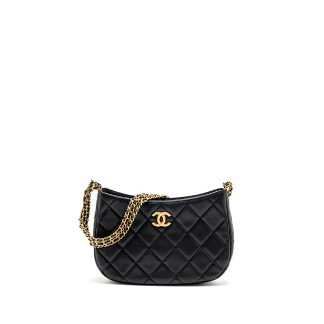 Chanel quilted hobo shoulder bag caviar black GHW (microchip) in Black Caviar leather from EMIER, photo 1 of 1