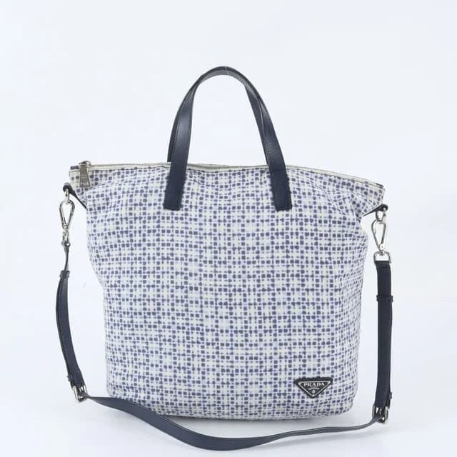 Prada Tag Triangle Logo Leather 2-Way Tote Bag Crossbody Shoulder in White Leather from The Reluxe, photo 1 of 1