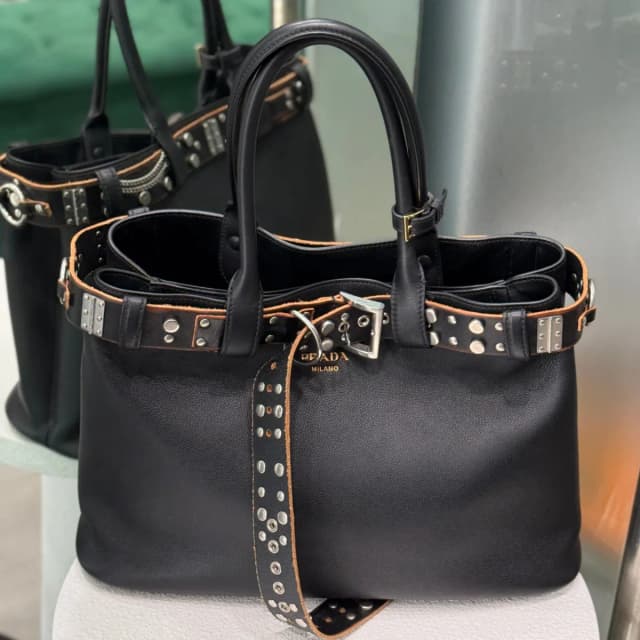 Prada Buckle Large Leather Bag with Studded Belt in Leather from Revivre, photo 1 of 1
