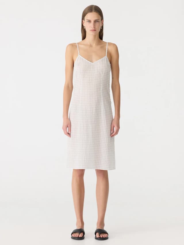 Bassike Fine Check Slip Dress, image 1 of 1 from bassike