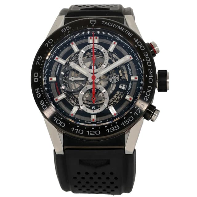 TAG Heuer Carrera CAR2A1Z 45mm Stainless Steel Watch in Leather from H&T, photo 1 of 1