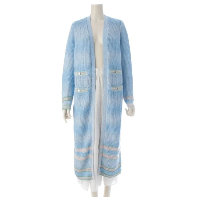 Chanel Linen Coco Button 4 Pocket Long Cardigan Light Blue 38 in Blue from The Reluxe, photo 1 of 1