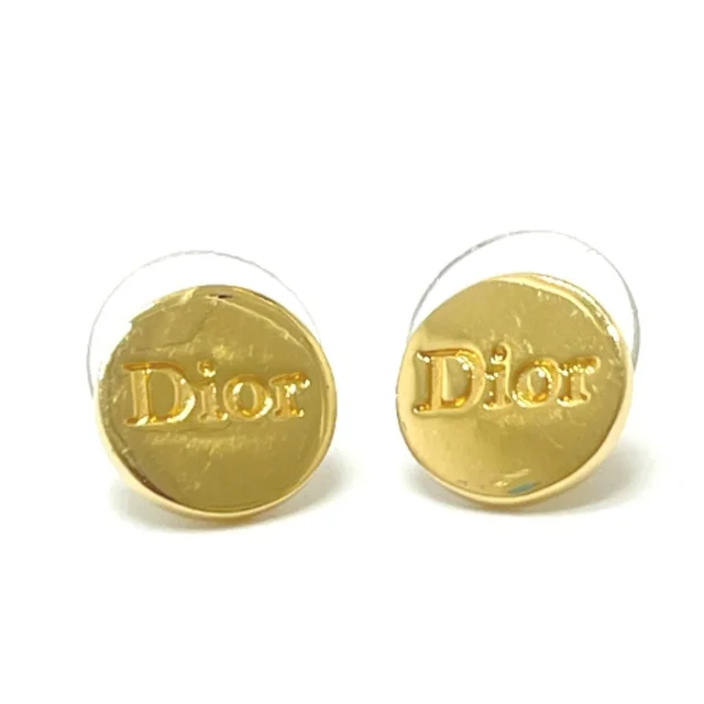 Dior Earrings Logo Round Metal Gold in Gold from The Reluxe, photo 1 of 1