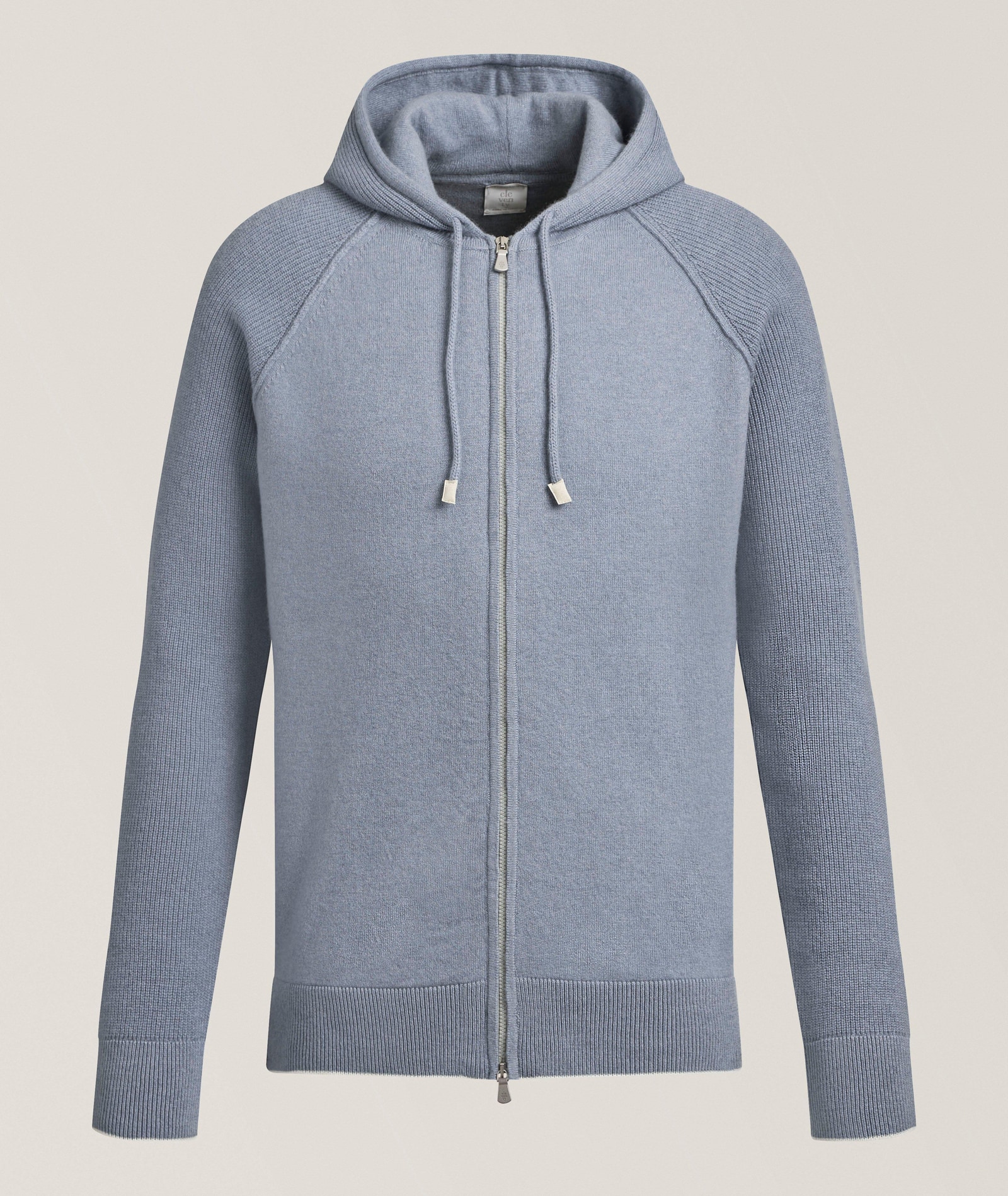 Contrast-Trim Cashmere Hooded Sweater in Blue, image 1 of 1 from Harry Rosen