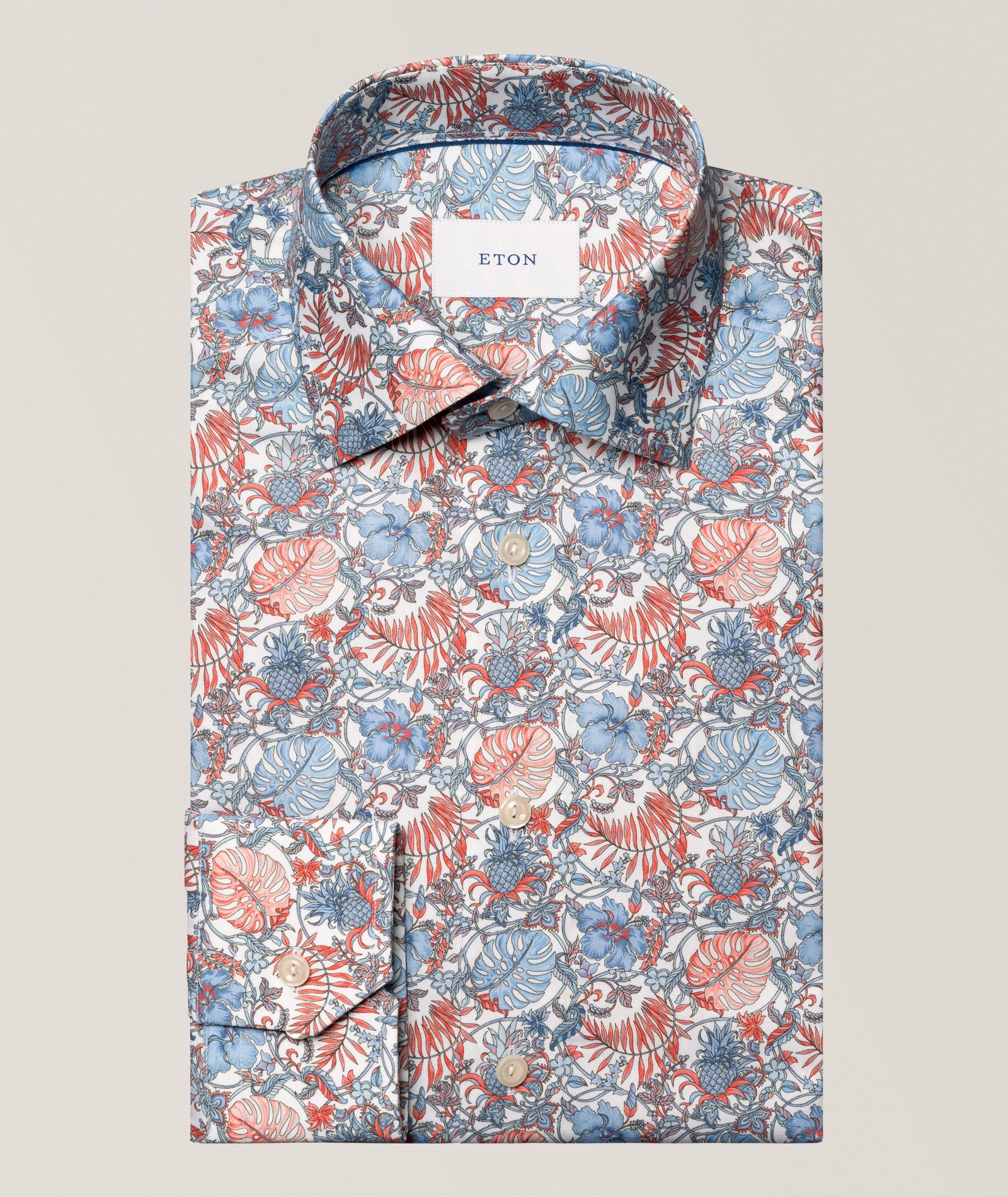 Eton Contemporary-Fit Floral Twill Dress Shirt in Red Cotton & Cotton Blends, image 1 of 1 from Harry Rosen