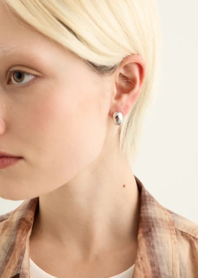 Incu Collection Silver Semi Dome Earrings in Silver, image 1 of 1 from Incu