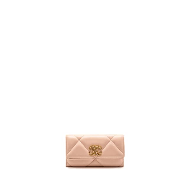 Chanel 19 Long Flap Wallet Lambskin Pink GHW (Microchip) in Pink Lambskin from EMIER, photo 1 of 1