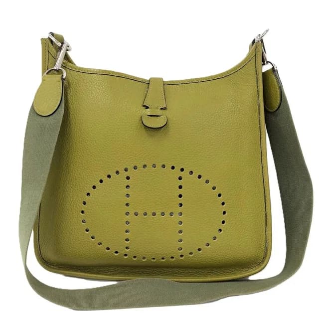 Hermès Evelyne Anise Green Silver Taurillon Clemence Shoulder Bag in Green Clemence leather from The Reluxe, photo 1 of 1