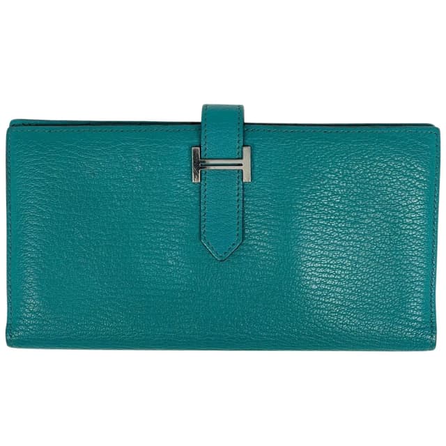 Hermès Bearn Soufflet Wallet Chevre Malachite in Goatskin from The Reluxe, photo 1 of 1