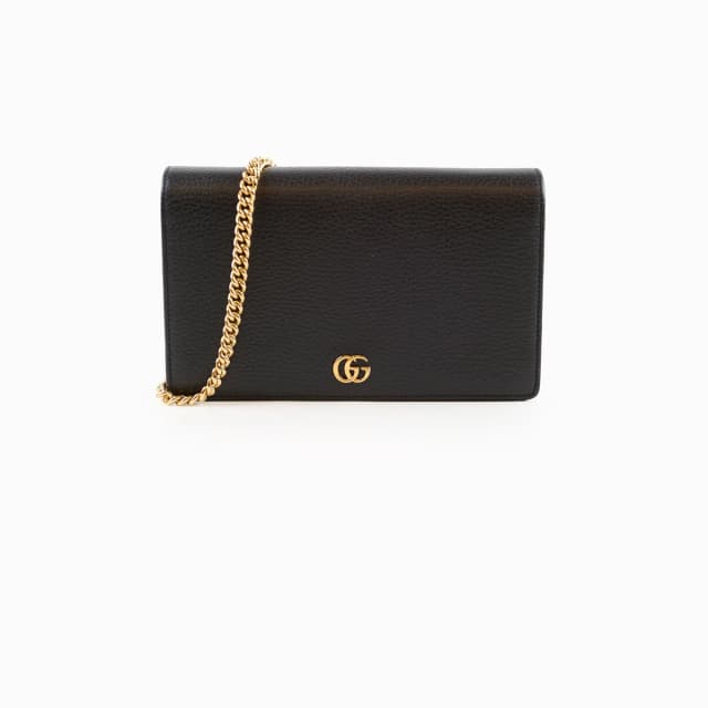 Gucci Marmont Wallet On Chain Grained Leather Black in Black Caviar leather from The Purse Affair, photo 1 of 1