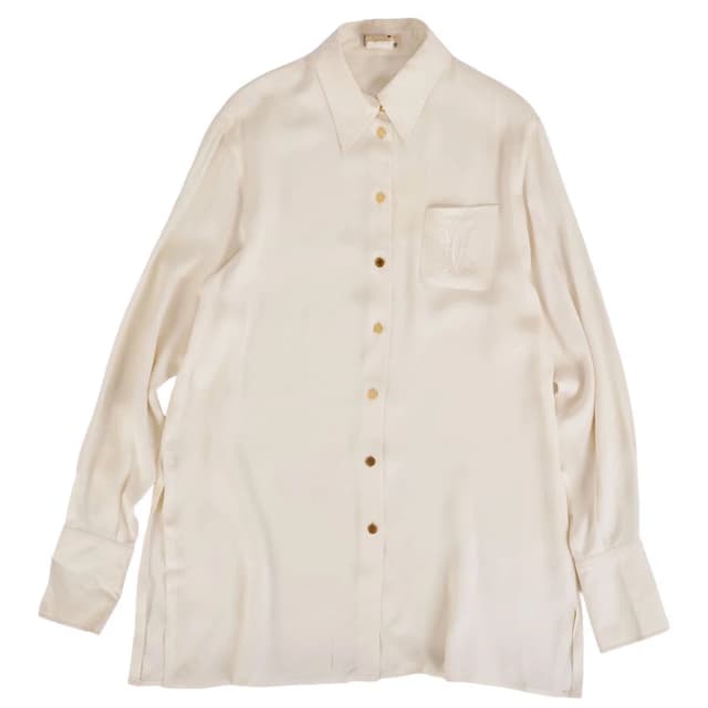 Hermès Vintage Shirt Blouse Sellier Buttons Longs in Silk from The Reluxe, photo 1 of 1