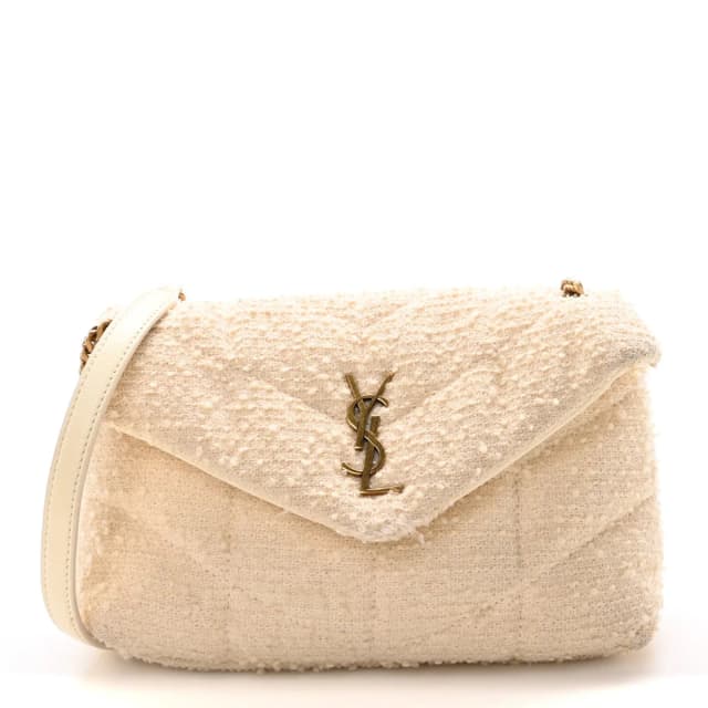 Saint Laurent Loulou Puffer Bouclé Tweed Bag - Ivory in White Tweed from H&T, photo 1 of 1
