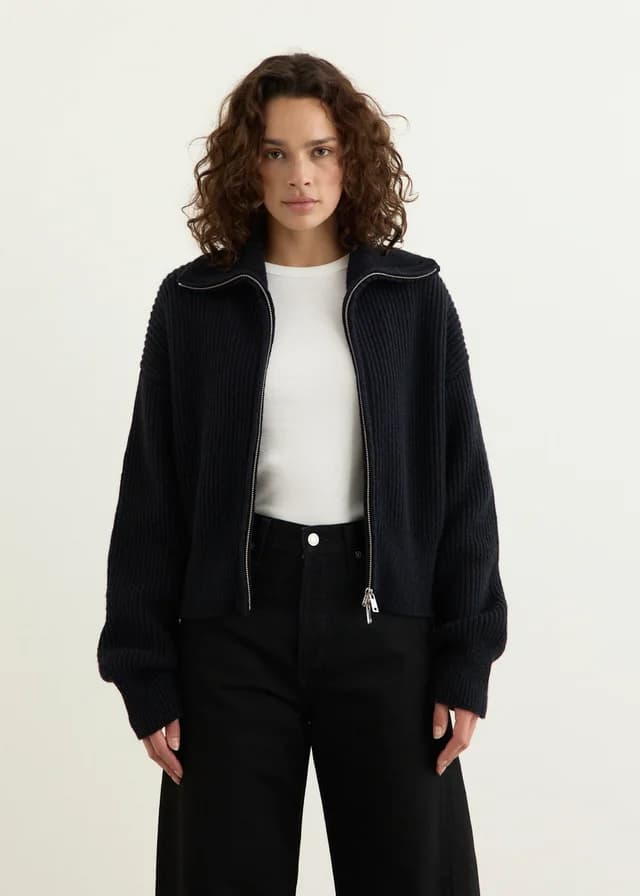 Incu Collection Hope Chunky Zip Knit in MIDNIGHT NAVY, image 1 of 1 from Incu