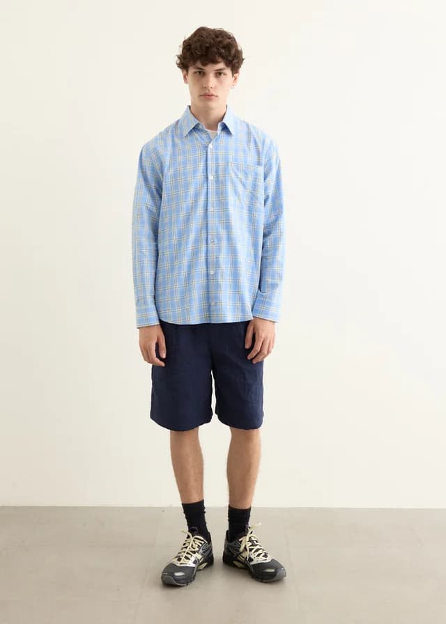 Incu Collection Textured Smokestack Shorts in WASHED NAVY, image 1 of 1 from Incu