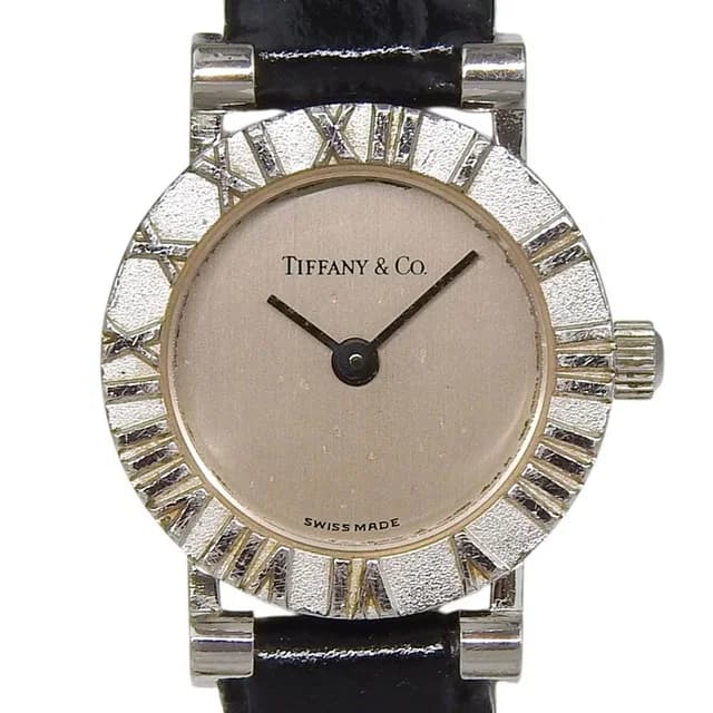 Tiffany & Co. Atlas Stainless Steel Leather Quartz Analog Display Silver Dial in Silver Leather from The Reluxe, photo 1 of 1