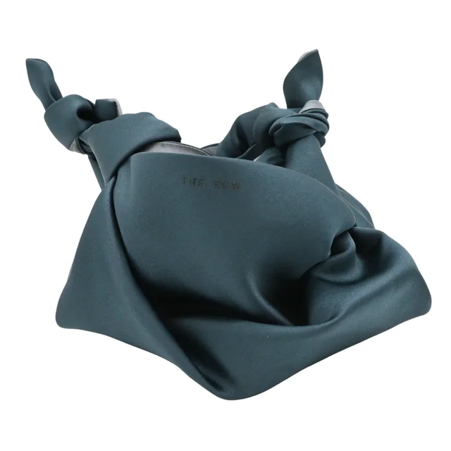 The Row Ascot Dark Teal Satin Top Handle Bag in Blue Satin from Clotheshorse Anonymous, photo 1 of 1