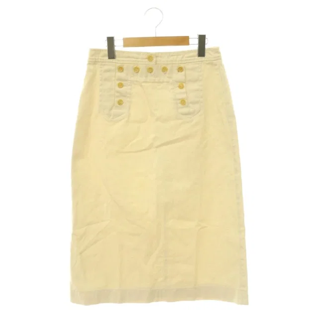 Celine Tight Skirt Long Logo Button Cotton 38 Ivory in White from The Reluxe, photo 1 of 1