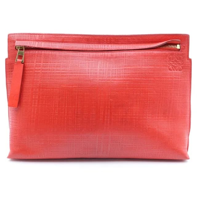 Loewe T Pouch Leather Clutch Handbag Red in Red Leather from The Reluxe, photo 1 of 1