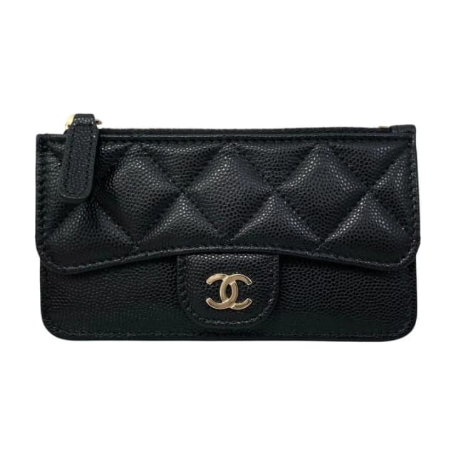 Chanel Card Case Coin Classic Zip Fragment Quilted Caviar Leather CC Logo Black in Black Caviar leather from The Reluxe, photo 1 of 1