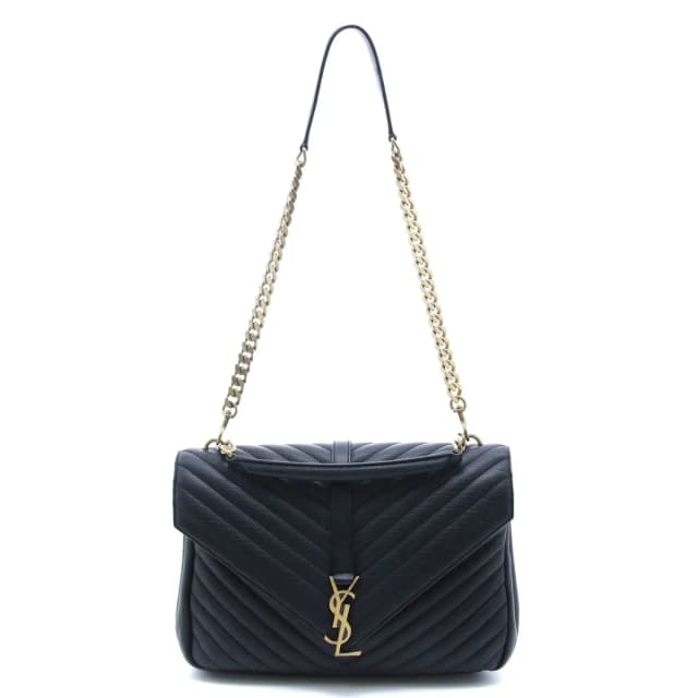 Saint Laurent Classic Monogram 2-Way Black Leather Shoulder Bag in Black Leather from The Reluxe, photo 1 of 1