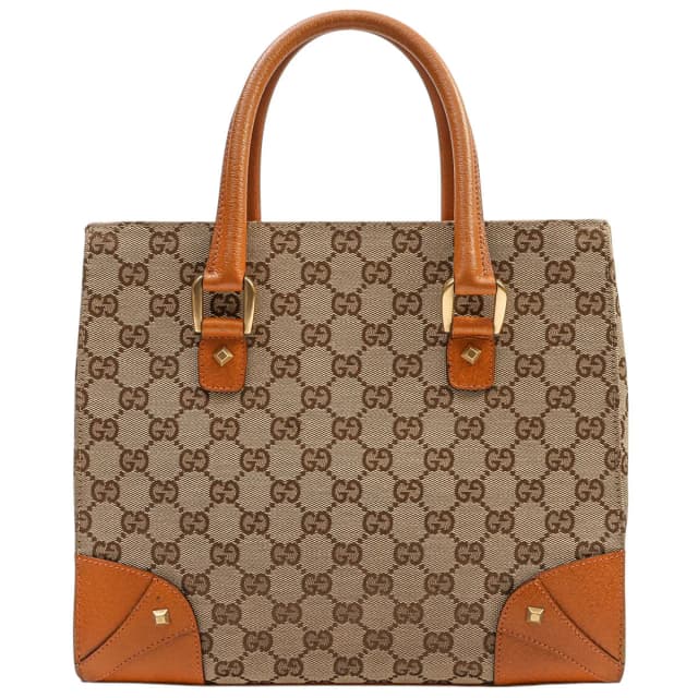 Gucci Canvas GG pattern hand bag Beige/Brown from VINTAGE QOO TOKYO, photo 1 of 1