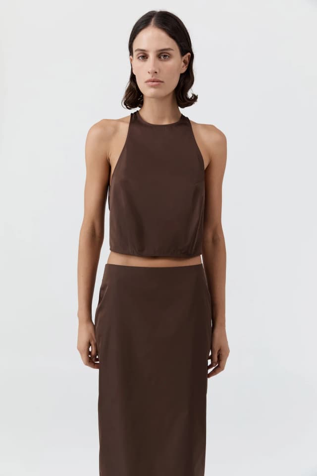 St Agni Paper Taffeta Cocoon Top - Mocha, image 1 of 1 from St. Agni