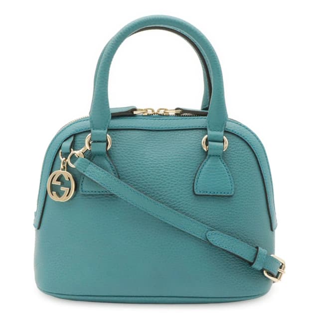 Gucci Interlocking G 2-Way Shoulder Bag Crossbody Leather Emerald Blue Gold in Blue Leather from The Reluxe, photo 1 of 1
