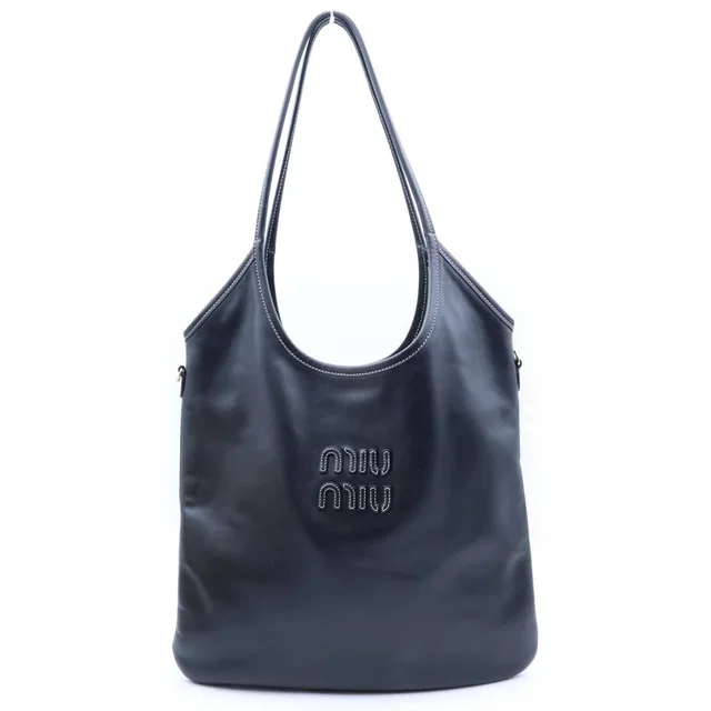 Miu Miu Logo Bag Handbag Black Leather in Black Leather from The Reluxe, photo 1 of 1