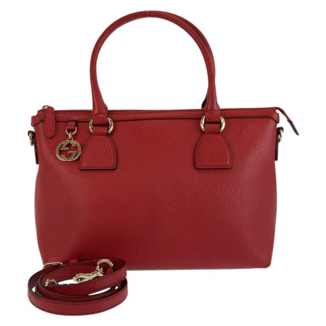 Gucci Interlocking G Red Gold Leather Tote Bag in Red Leather from The Reluxe, photo 1 of 1
