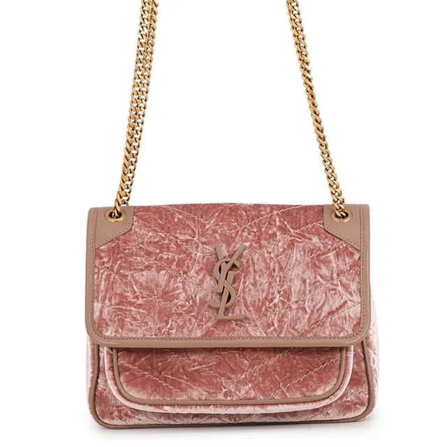 Saint Laurent Chain Shoulder Bag Niki Baby Velvet Leather in Velvet from The Reluxe, photo 1 of 1
