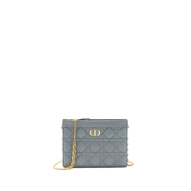 Dior Caro Every Dior Pouch Supple Cannage Calfskin Cloud Blue GHW in Blue Calfskin from EMIER, photo 1 of 1