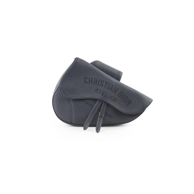 Dior Men's Saddle Atelier Signature Crossbody Bag Dark Grey in Grey Leather from The Purse Affair, photo 1 of 1