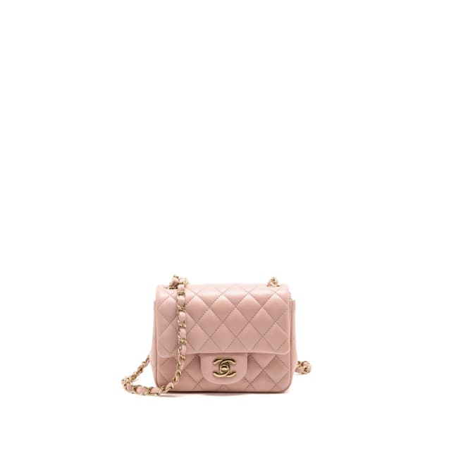 Chanel classic mini square flap bag lambskin light pink LGHW (microchip) in Pink Lambskin from EMIER, photo 1 of 1