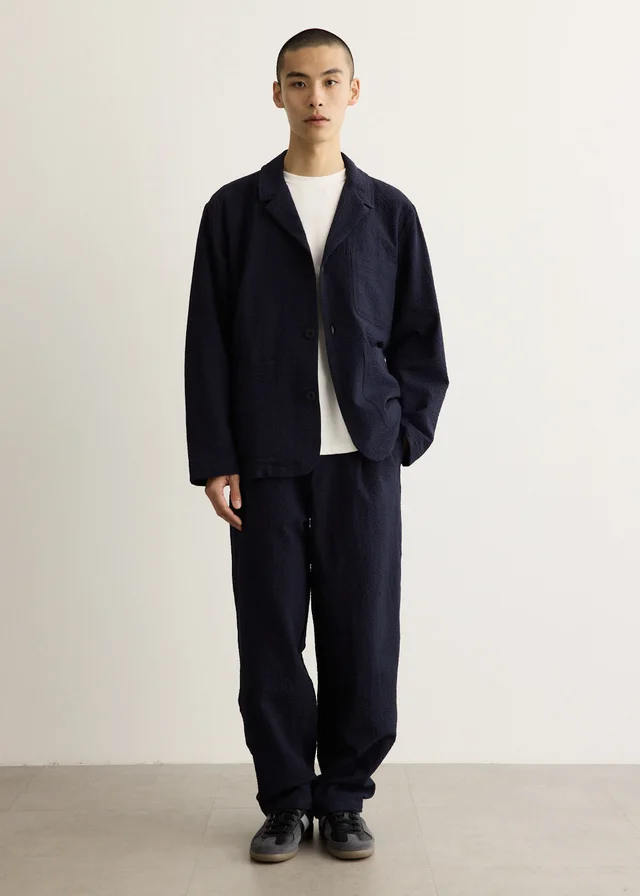 HOWLIN Seersucker Cosmic Blazer in Navy, image 1 of 1 from Incu