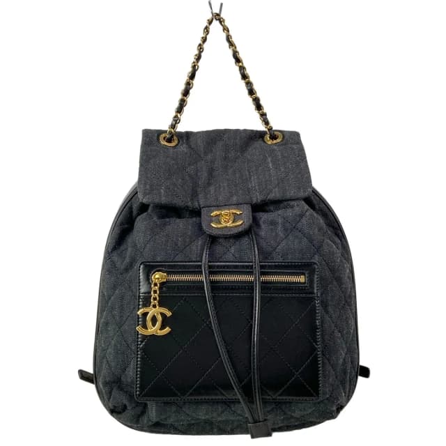 Chanel Backpack Quilted Black Gold Chain in Black Calfskin from The Reluxe, photo 1 of 1