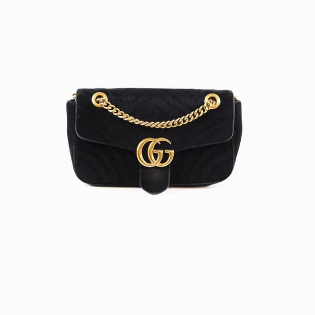 Gucci Small GG Marmont Velvet Black in Black Velvet from The Purse Affair, photo 1 of 1
